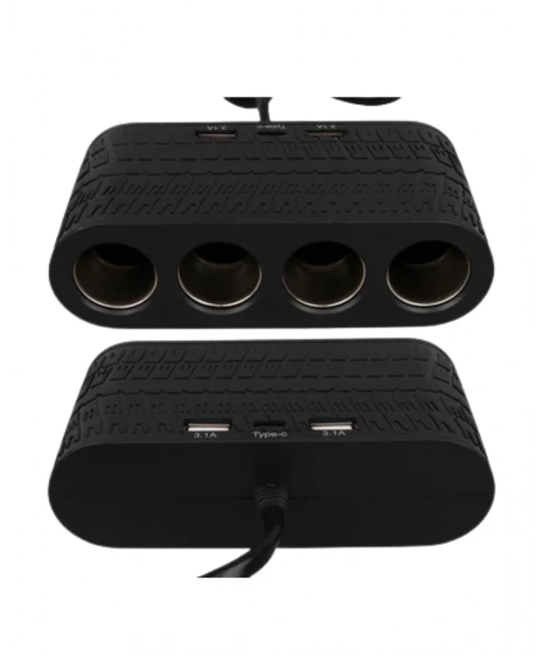 Araç İçi Güç Dağıtıcı 4 Çakmaklık 2 USB 1 Type C Şarj Ünitesi