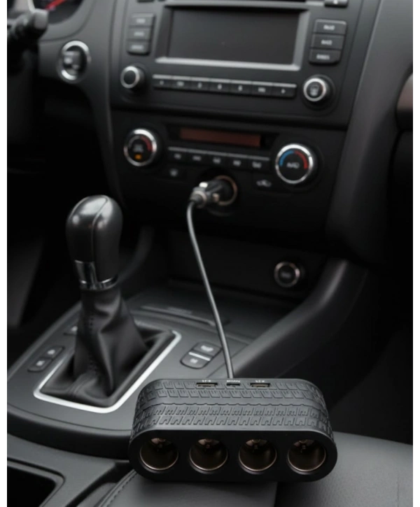 Araçlar İçin 4’lü Çakmak Çoklayıcı Type C USB ve Koruma Sistemli