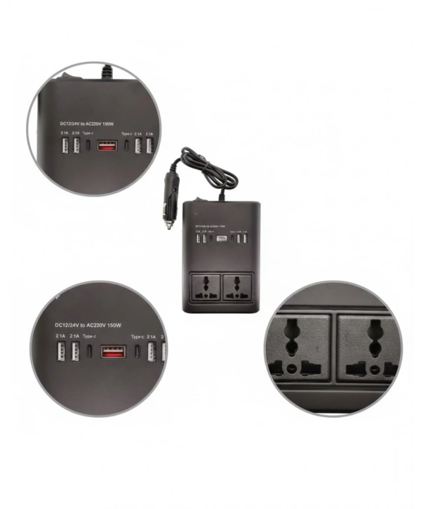 Araçta 220V Kullanım Sağlayan USB Destekli Güç İnvertörü