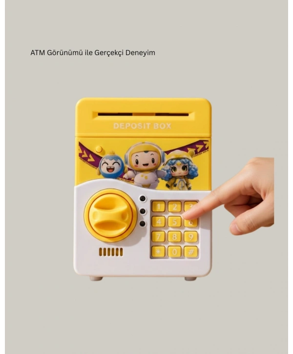 ATM Tasarımlı Sarı Işıklı Sesli Elektronik Kumbara