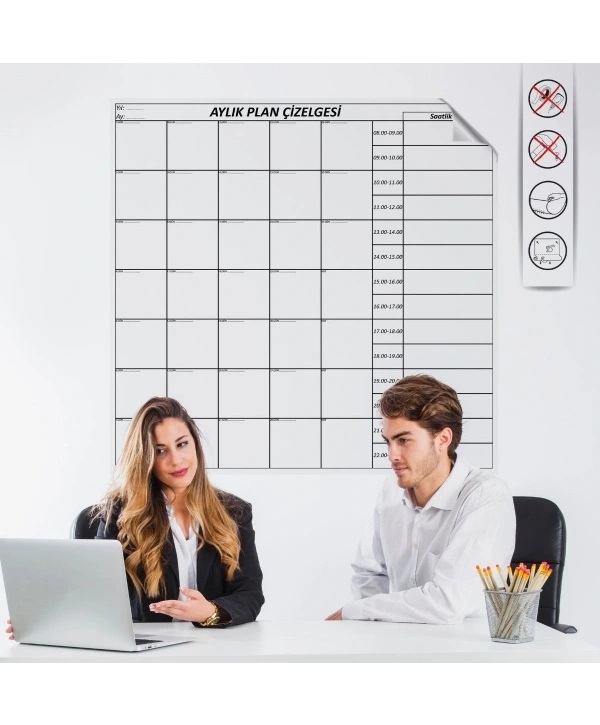 Aylık Planlayıcı Manyetik Duvar Stickerı Takvim Plan Çizelgesi (5047)