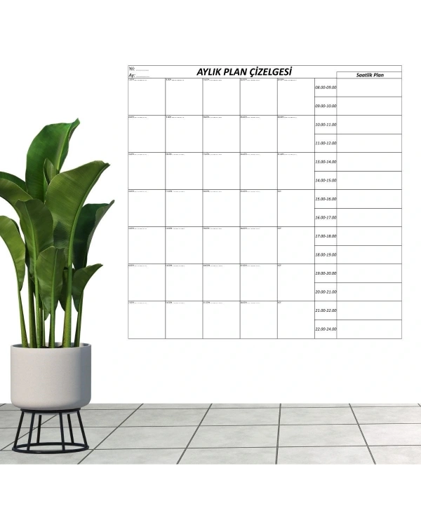 Aylık Planlayıcı Manyetik Duvar Stickerı Takvim Plan Çizelgesi (5047)