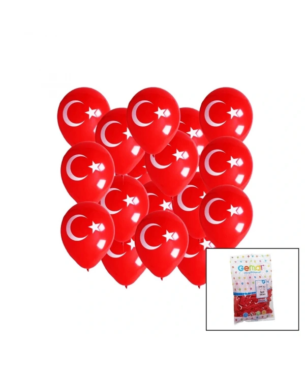 BAYRAKLI BALON  10 İNÇ - 26CM - 100PCS (5047)