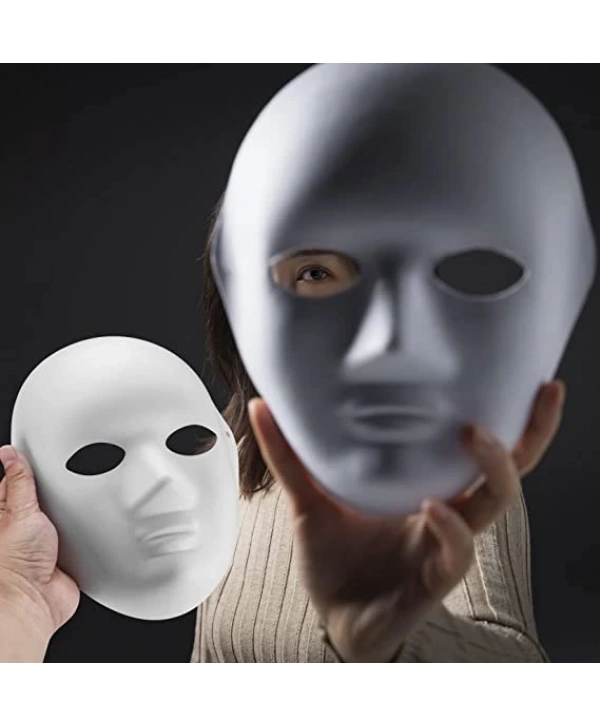 Beyaz Renk Boyanabilir Anonim Tam Yüz Cosplay Maske 24x18 cm (5047)