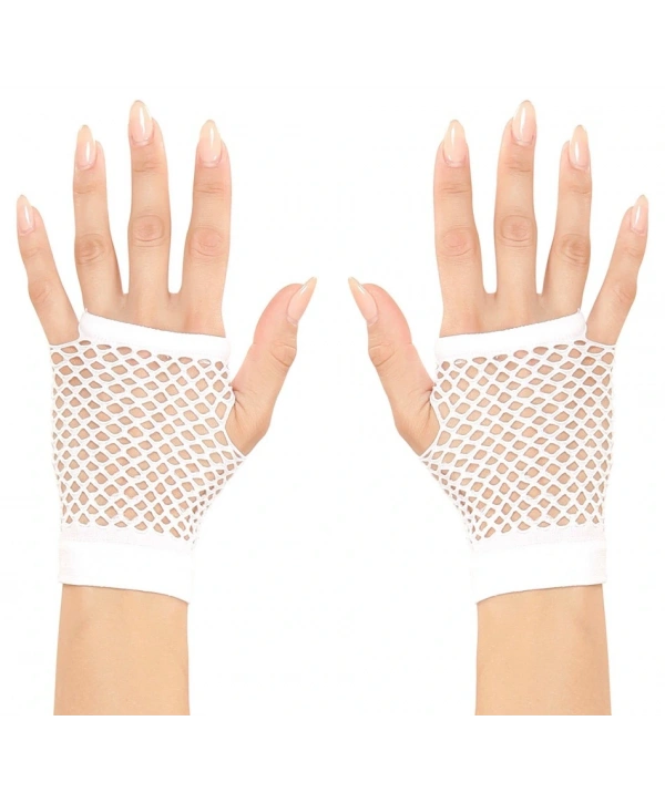 Beyaz Renk Kısa Boy Fileli Örgü Eldiven (5047)