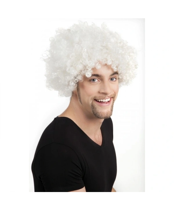 Beyaz Renk Kıvırcık Afro Bonus Peruk (5047)