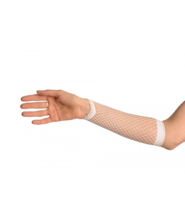 Beyaz Renk Parmak Arası File Örgü Eldiven 26 cm (5047)