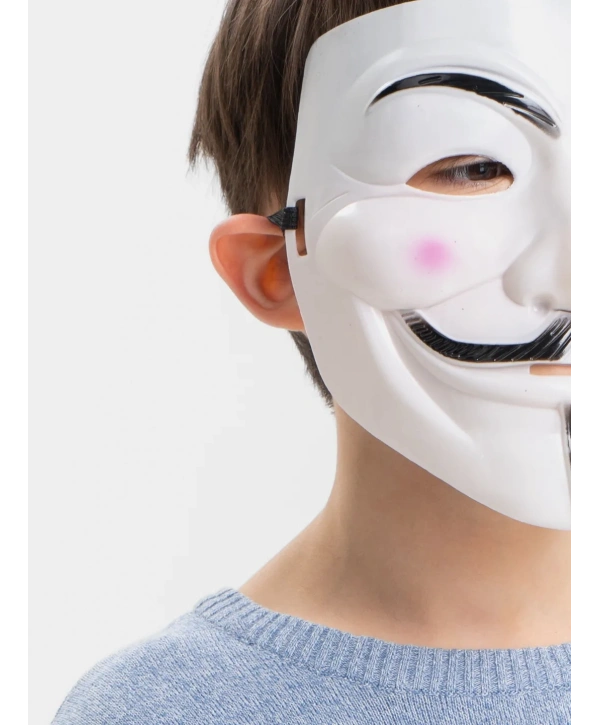Beyaz Renk Pembe Yanaklı İthal V For Vendetta Maskesi (5047)