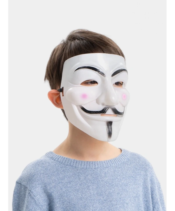 Beyaz Renk Pembe Yanaklı İthal V For Vendetta Maskesi (5047)