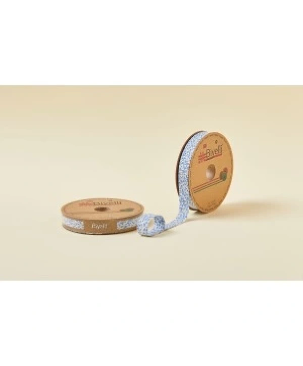 Biye Çiçekli Katlı A01 Mavi 2 Cm 25 Metre %65 Koton %35 Polyester