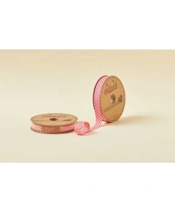 Biye Ekoseli Katlı E03 Kırmızı 2 Cm 25 Metre %65 Koton %35 Polyester