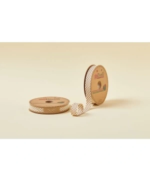 Biye Ekoseli Katlı E09 Kahverengi 2 Cm 25 Metre %65 Koton %35 Polyester