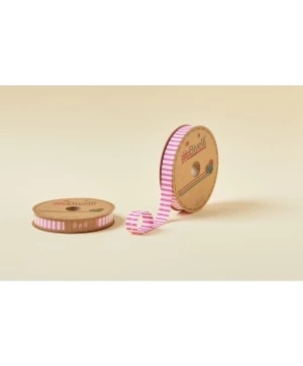 Biye Kalın Çizgili Katlı F02 Pembe 2 Cm 25 Metre %65 Koton %35 Polyester