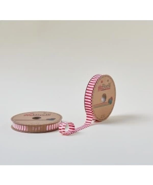 Biye Kalın Çizgili Katlı F03 Kırmızı 2 Cm 25 Metre %65 Koton %35 Polyester