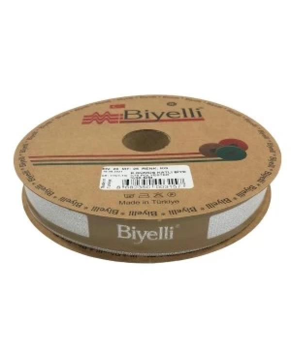 Biye Simli Katlı Kg Gümüş 2 Cm 25 Metre %50 Simli % 50 Polyester