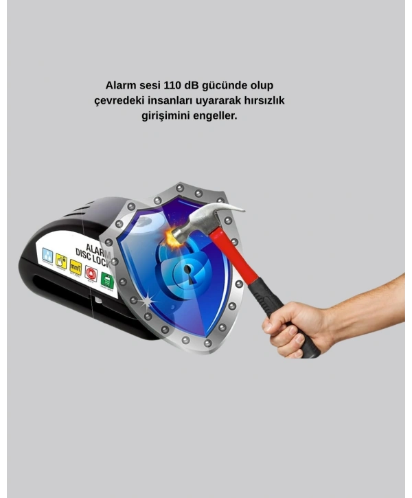 Bluetooth 5.4 İntercom ve Alarmlı Disk Kilidi Seti Güçlü Ses ve Güvenlik