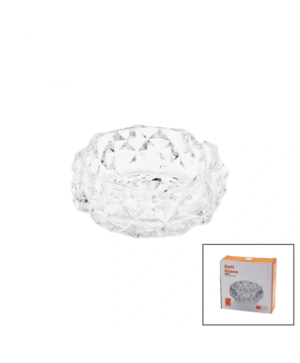 BÜYÜK CAM - DIAMOND KRİSTAL ŞEKİL YUVARLAK KÜLLÜK ÇAP: 12.8CM - D: 5.2CM (5047)