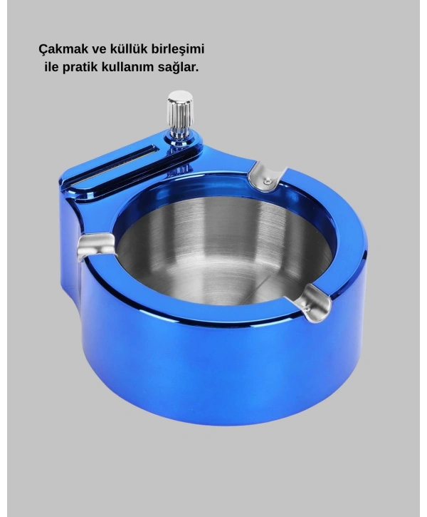 Çakmaklı Küllük Paslanmaz Çelik Şık Masa Aksesuarı