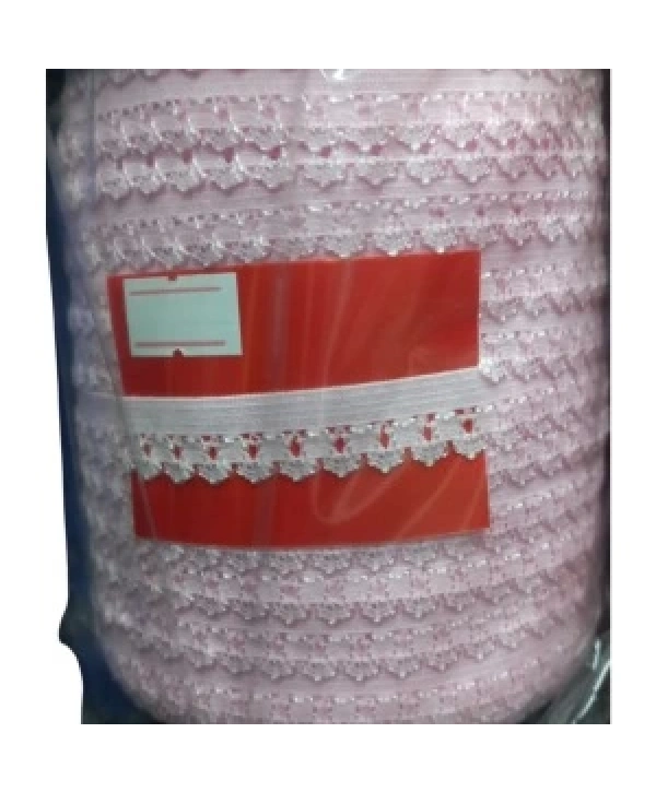 Çamaşır Lastiği Dantelli 1 Cm 1 Metre Açık Pembe