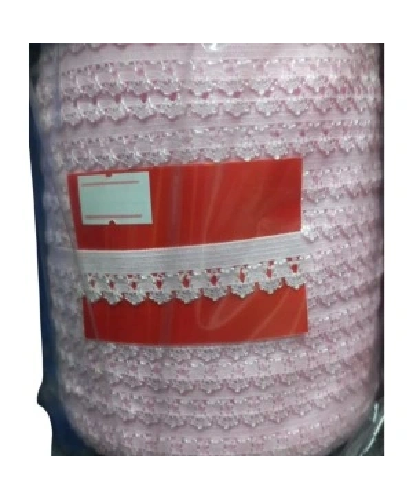 Çamaşır Lastiği Dantelli 1 Cm 1 Metre Açık Pembe