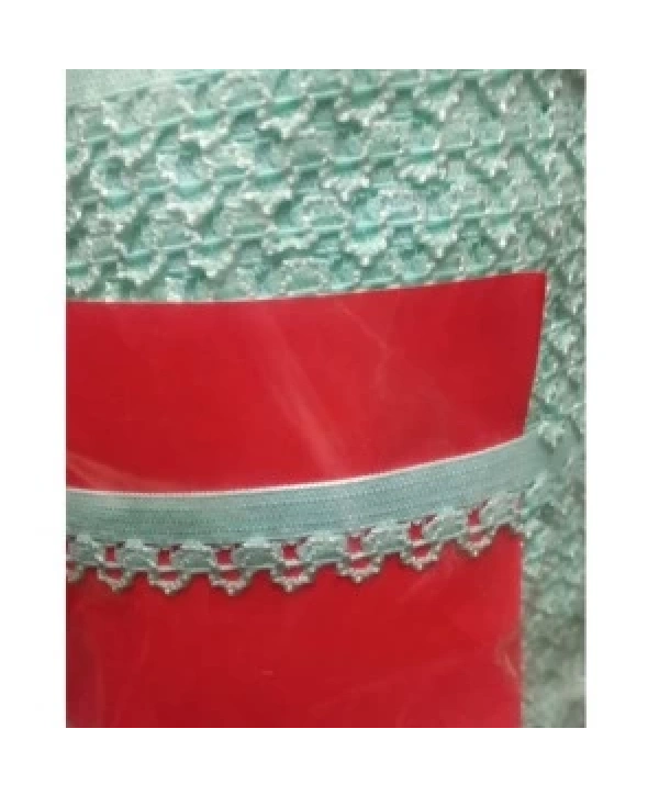Çamaşır Lastiği Dantelli 1 Cm 1 Metre Su Yeşili