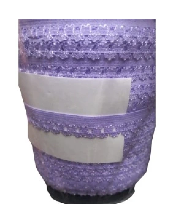 Çamaşır Lastiği Dantelli 1 Cm 75 Metre 1 Top Açık Mor