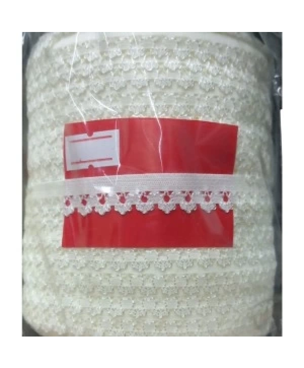 Çamaşır Lastiği Dantelli 1 Cm 75 Metre 1 Top Ekru