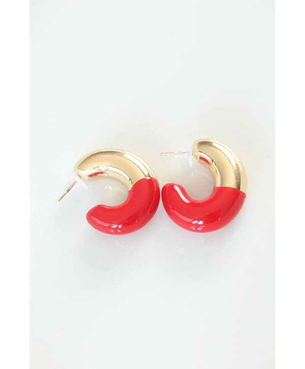 CCB Kırmızı Gold Çift Renk Küpe