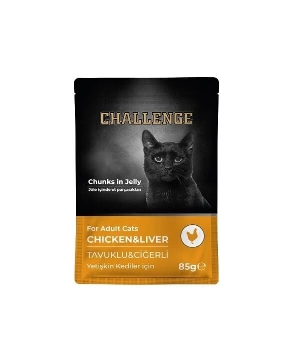 Challenge Tavuklu ve Ciğerli Pouch Yetişkin Konserve Kedi Maması 85 Gr
