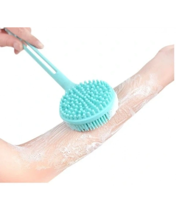 Çift Taraflı Silikon Uzun Saplı  Banyo Fırçası CM-331 (5047)