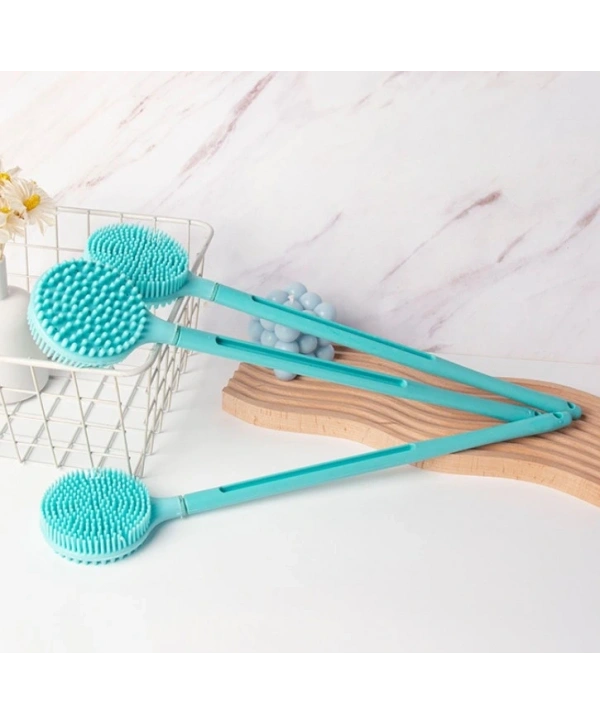Çift Taraflı Silikon Uzun Saplı  Banyo Fırçası CM-331 (5047)