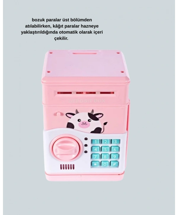 Çocuklar İçin Pembe ATM Görünümlü Elektronik Kumbara
