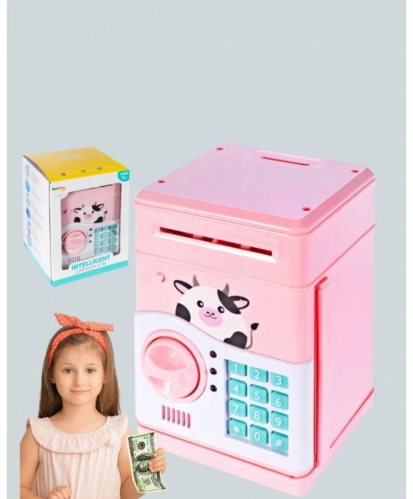 Çocuklar İçin Pembe ATM Görünümlü Elektronik Kumbara