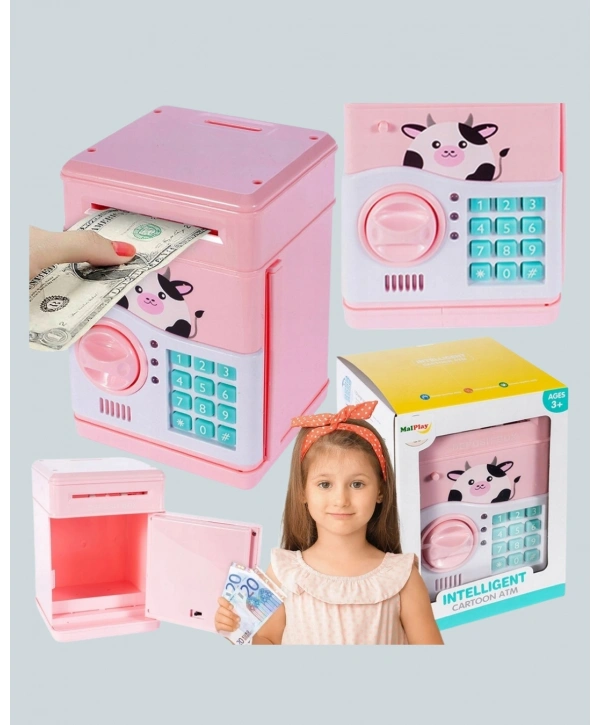 Çocuklar İçin Pembe ATM Görünümlü Elektronik Kumbara