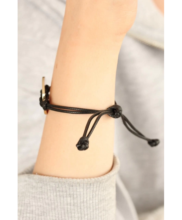 COOL (Havalı) Siyah Deri İpli Unisex Mood Bileklik
