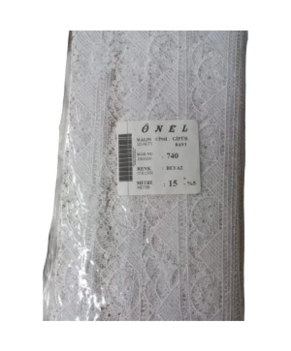 Dantel Polyester Güpür Bant Beyaz 15 Metre En 5 Cm On-740-b