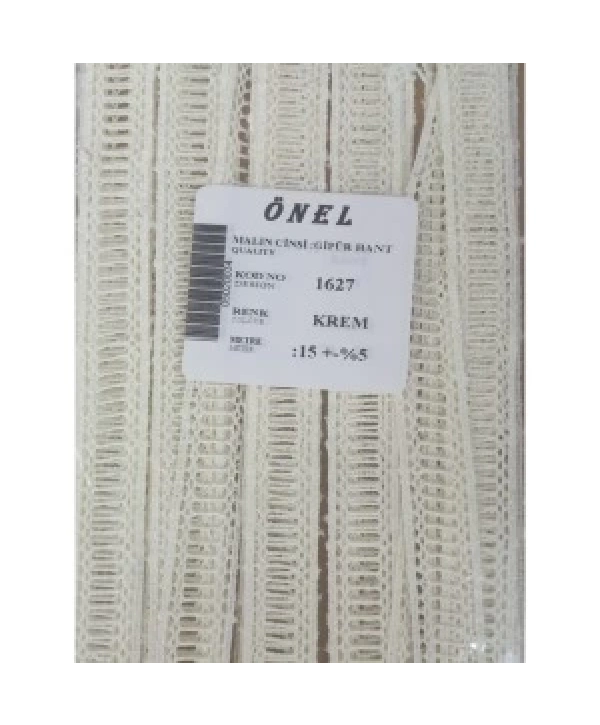 Dantel Polyester Güpür Bant Krem 15 Metre En 3 Cm On-1627-kr
