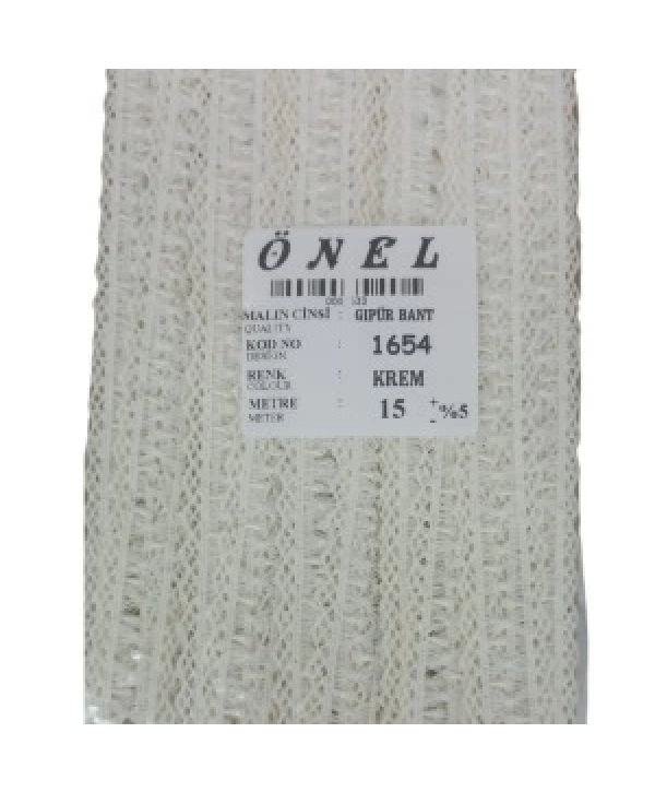 Dantel Polyester Güpür Bant Krem 15 Metre En 3 Cm On-1654-k