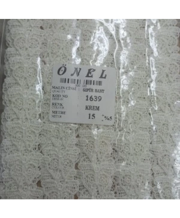 Dantel Polyester Güpür Bant Krem 15 Metre En 6 Cm On-1639-kr