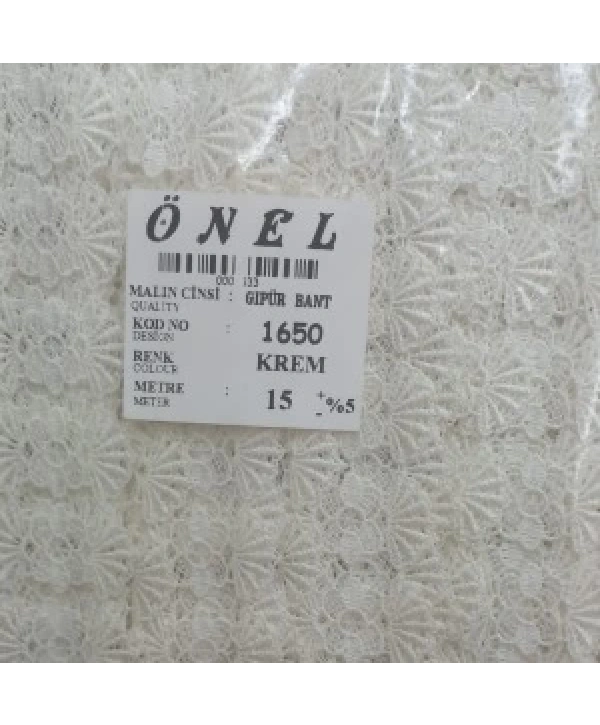 Dantel Polyester Güpür Bant Krem 15 Metre En 6 Cm On-1650-kr
