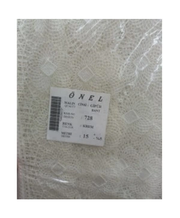 Dantel Polyester Güpür Bant Krem 15 Metre En 6 Cm On-728-kr