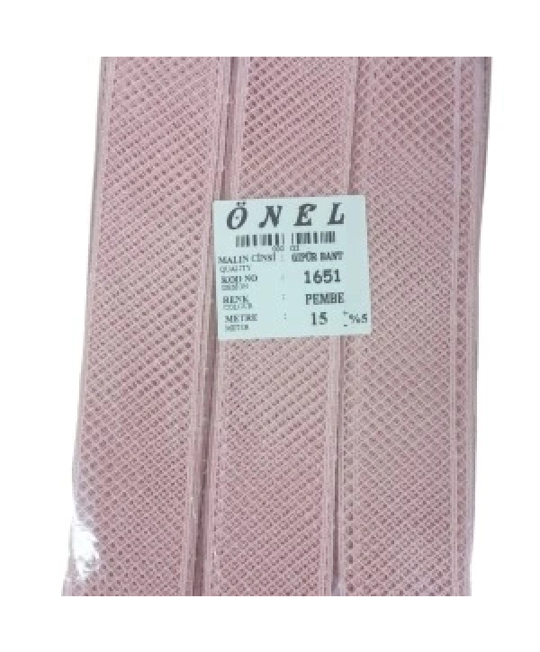 Dantel Polyester Güpür Bant Pembe 15 Metre En 3 Cm On-1651-p