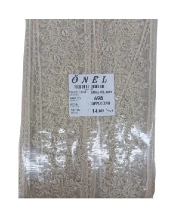 Dantel Polyester Sanal Tül Bant Cappucino 14,60 Metre En 6 Cm On-698-c