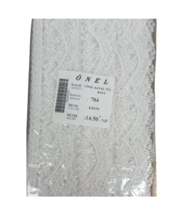 Dantel Polyester Sanal Tül Bant Krem 14,50 Metre En 3 Cm On-784-kr