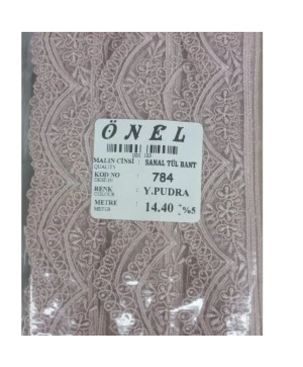 Dantel Polyester Sanal Tül Bant Y.pudra 14,40 Metre En 3 Cm On-784-pu
