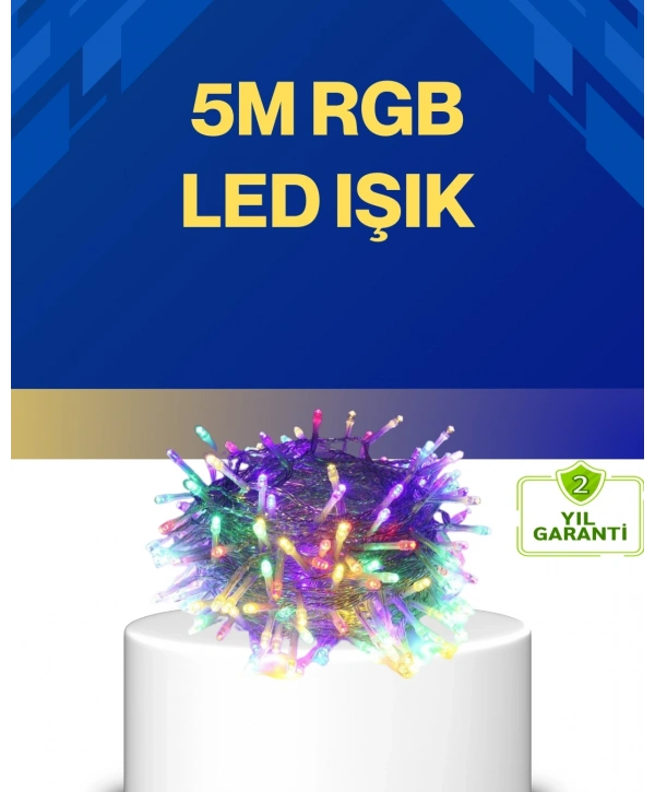 Dekoratif Peri Led 5 m 50 Ampullü Şeffaf Kablo Aydınlatma