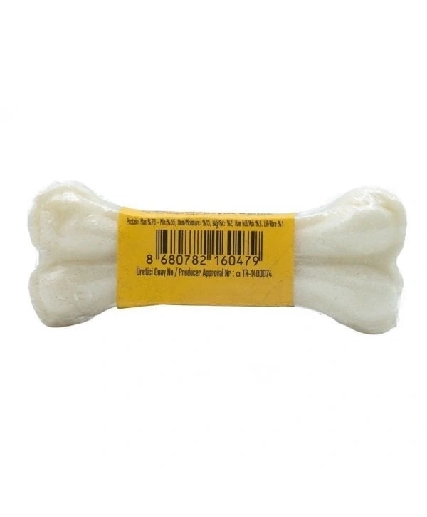 Delibon Deri Pres Vakumlu Kemik Köpek Ödülü Beyaz 7 Cm 1 Adet