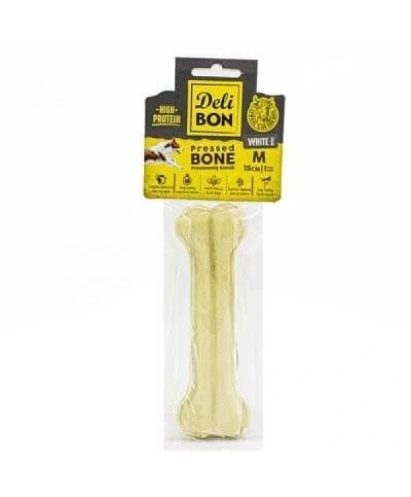 Delibon Deri Press Köpek Kemik Ödülü Medium Beyaz 15 Cm 1 Adet