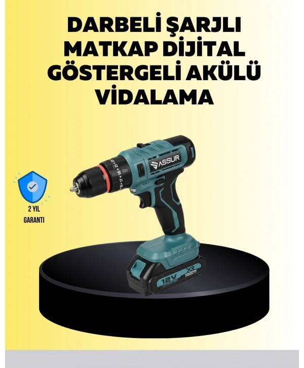 Dijital Ekranlı Matkap Seti Çift Akülü