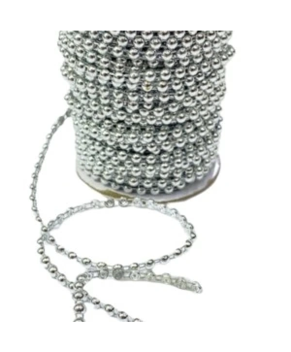 Dikilebilir Sıralı İnci Tekli En 1 Cm Gümüş 1 Metre